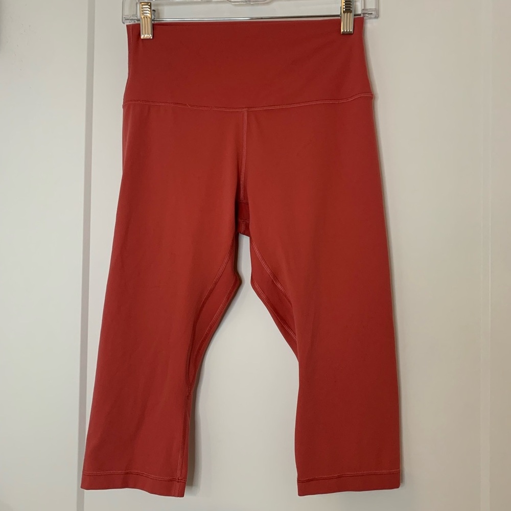 Lululemon Athletica Align High Rise Crop 17” Leggings Peach/Red Color Size 8
